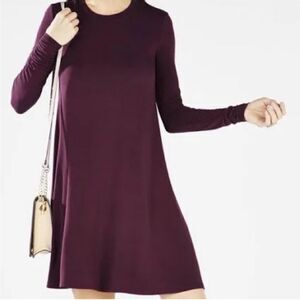 BCBGmaxazaria Jeanna Bordeaux plum burgundy long sleeve shirt dress size medium